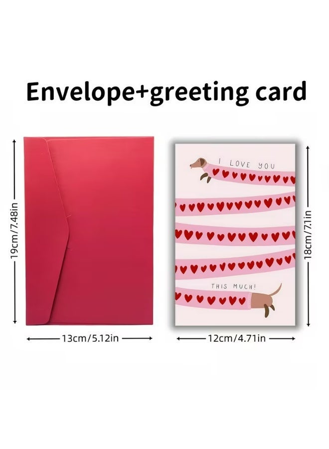 Kandid Cute Valentine's Card 1pc "I Love You Thisssss Much" (Dog) - Image 3